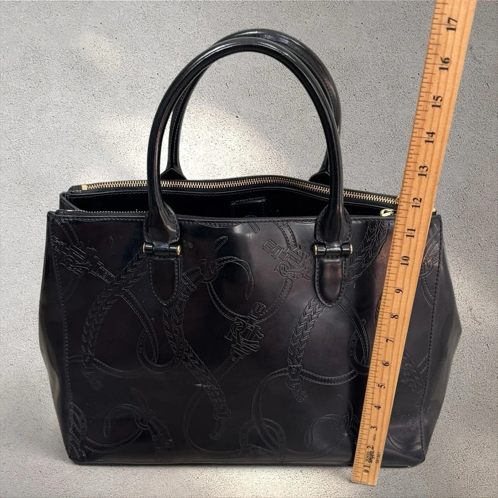 Lauren Ralph Lauren Winford Satchel Purse Tote Handbag Equestrian Bit Bridle